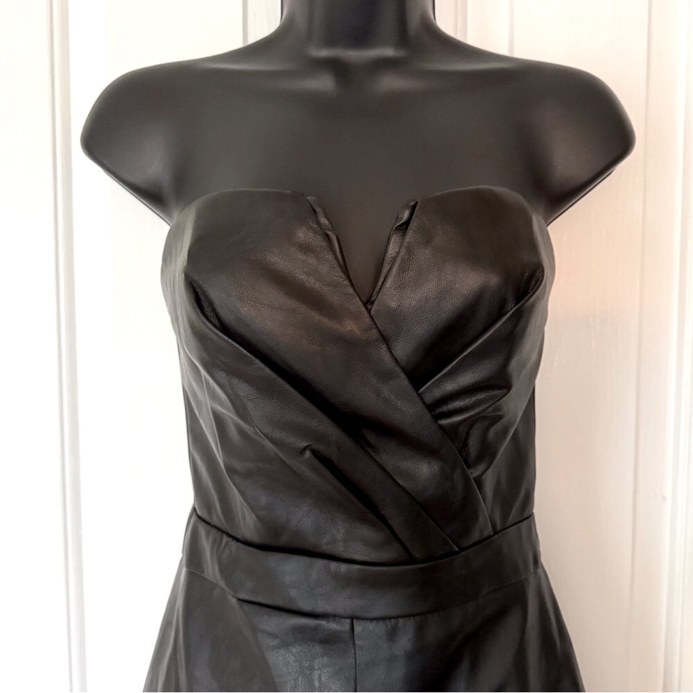 “PETAL + PUP” Mikaela Vegan Leather Strapless Romper - Picture 3 of 15